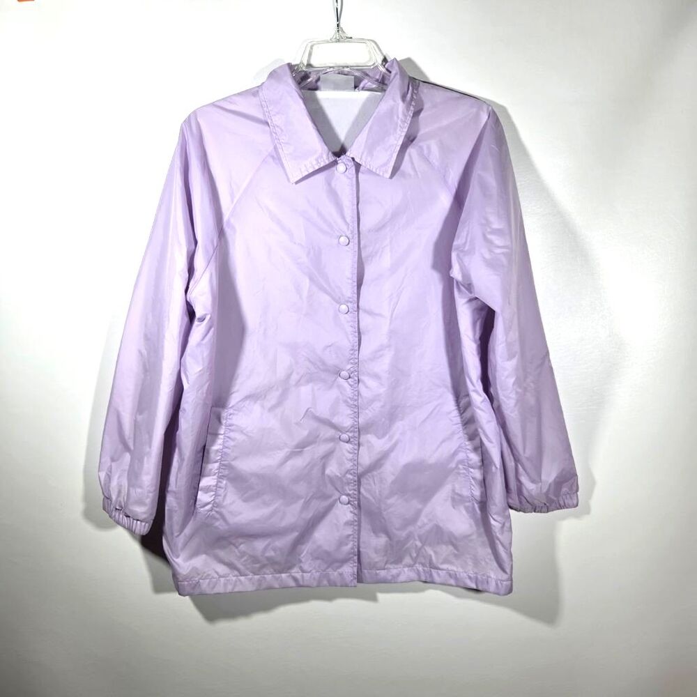 VTG 90s Blair Lavender Nylon Snap Front Lightweight Coach Jacket Windbreaker L